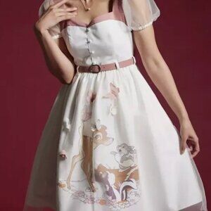 Disney Her Universe Bambi Dress Retro Puff Sleeve Sz L New